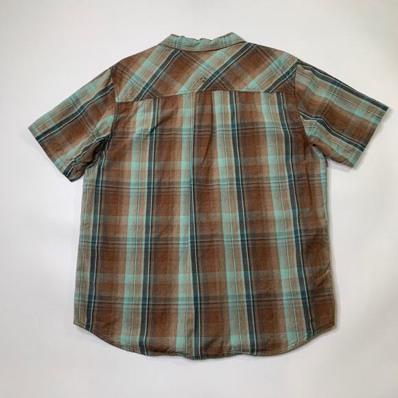 Prana Shirt Mens L Large Cotton Midas Snap Buttons Plaid Short Sleeve Western - Picture 8 of 11
